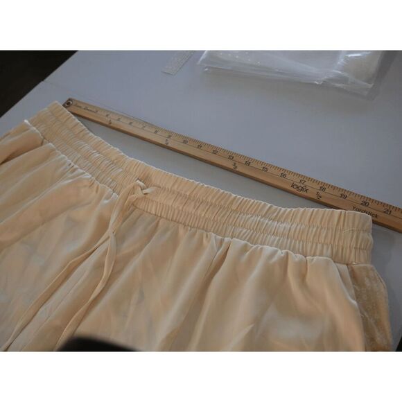 Nina Parker Plus 3X Sequin Stripe Wide Leg Pants Cream Pull-On Lounge - Picture 4 of 7